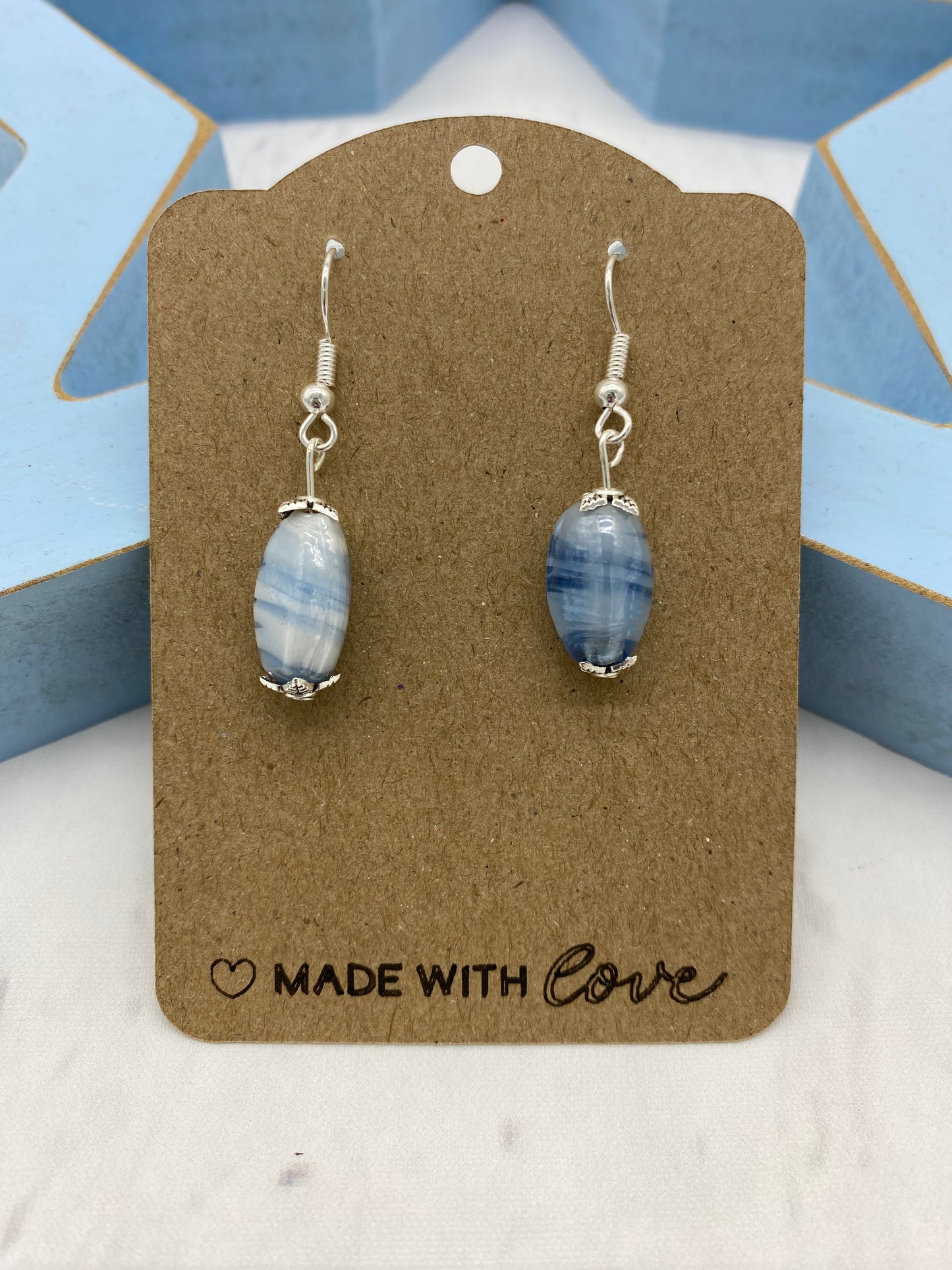 💎 Blue Mist – Glass Drop Earrings