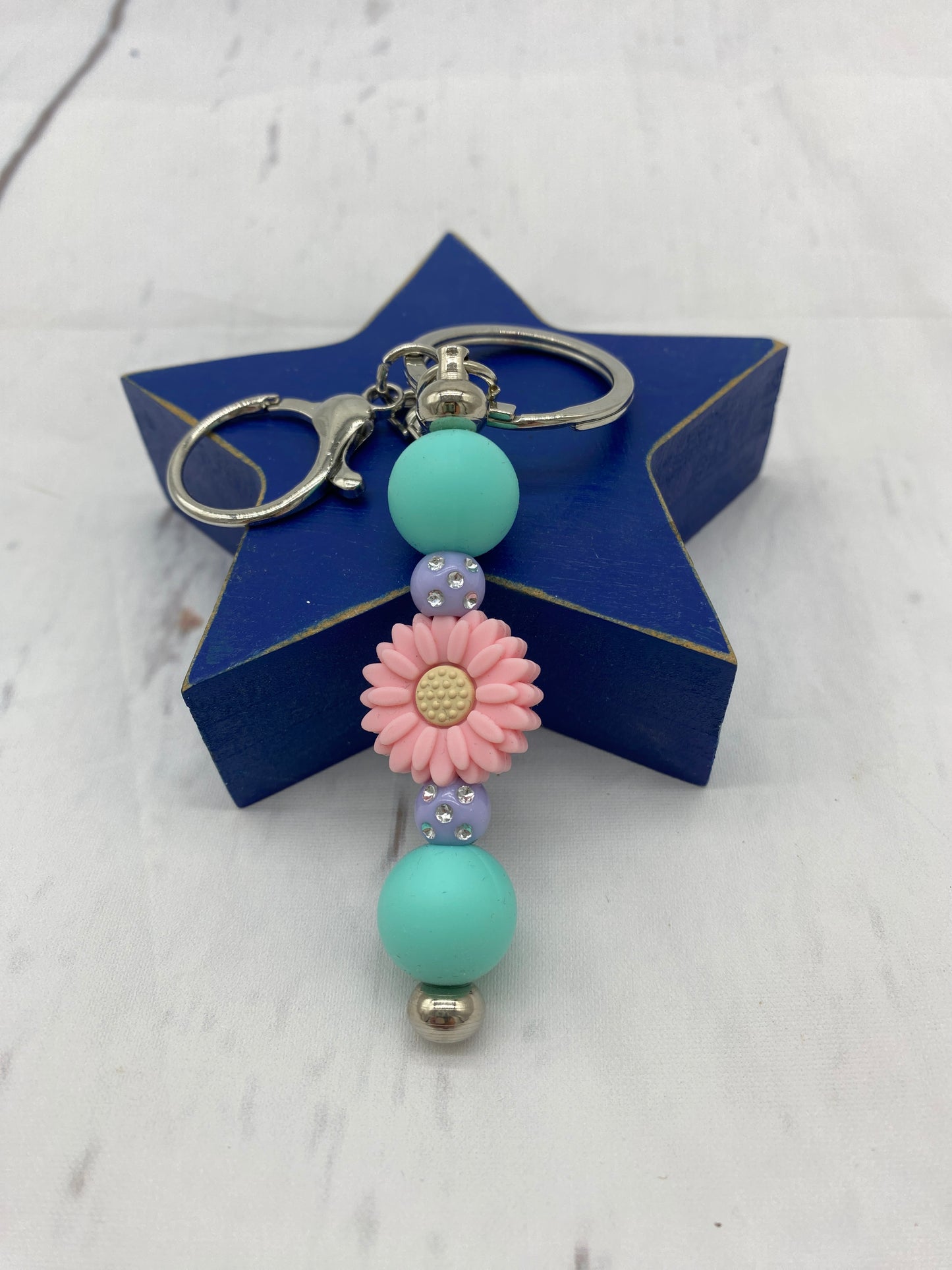 Pink Flower Keychain
