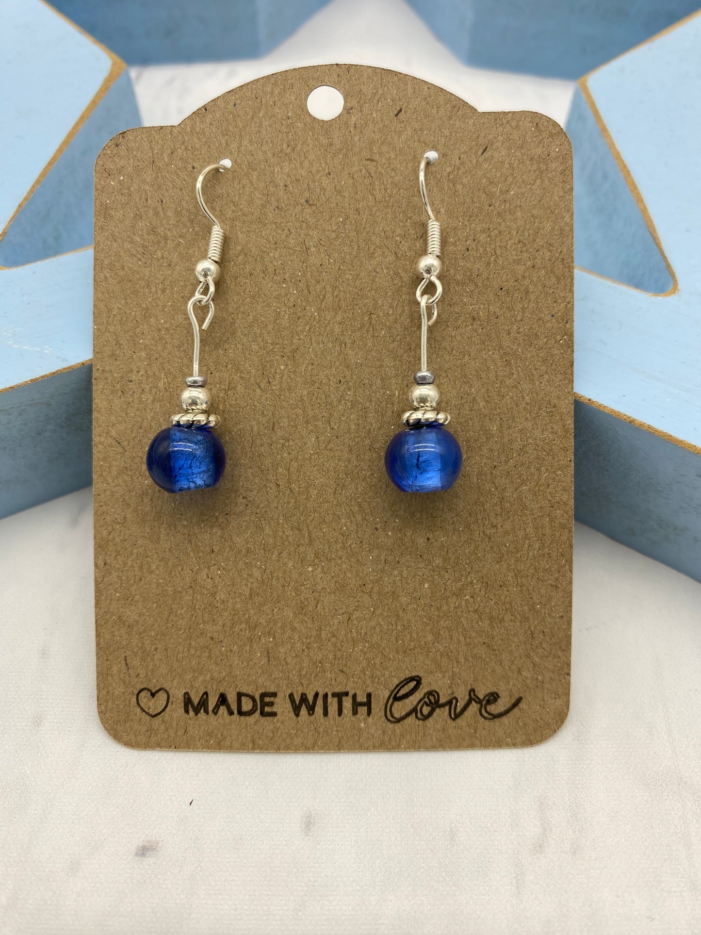 💎 Blue Moon – Glass Drop Earrings