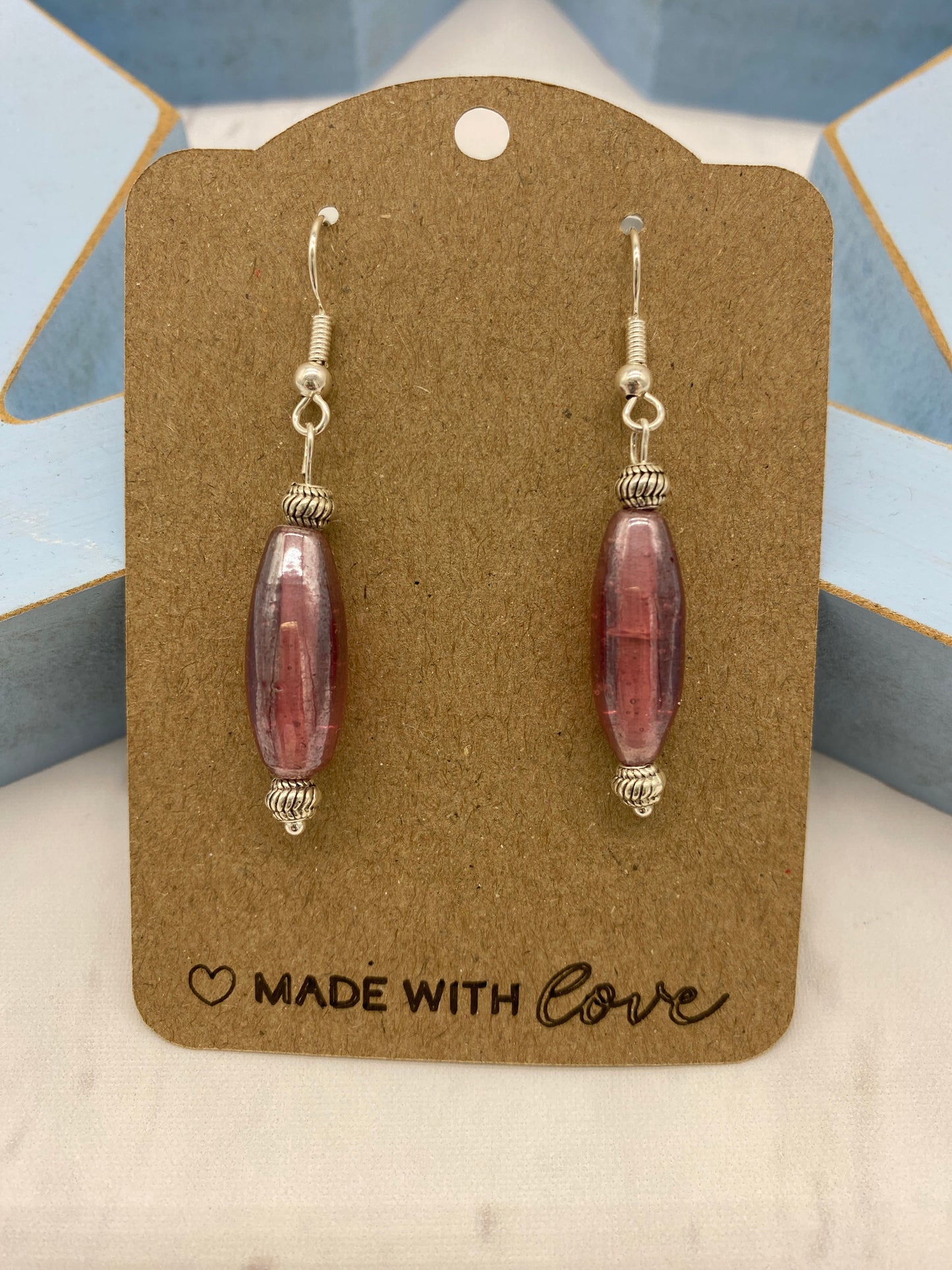 💎 Dusky Rose – Glass Drop Earrings
