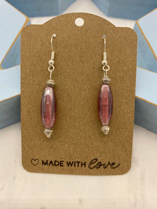 💎 Dusky Rose – Glass Drop Earrings