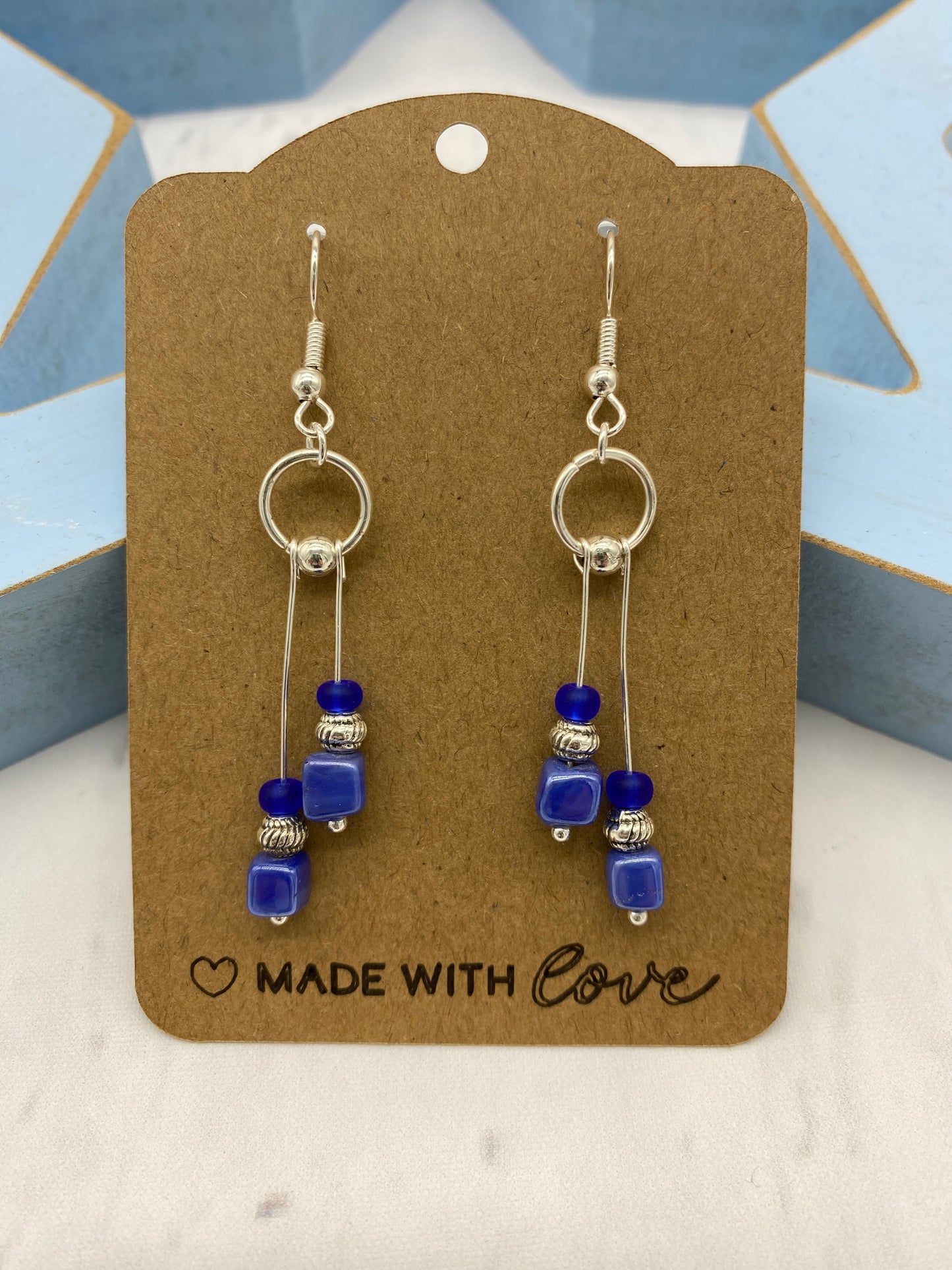 💎 City Lights – Glass & Stainless Steel Drop Earrings
