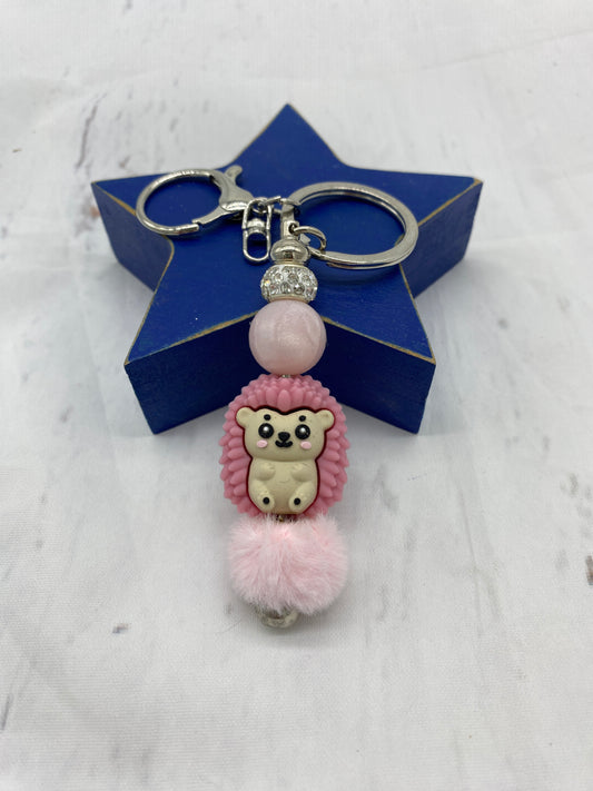 Pink Hedgehog Keychain