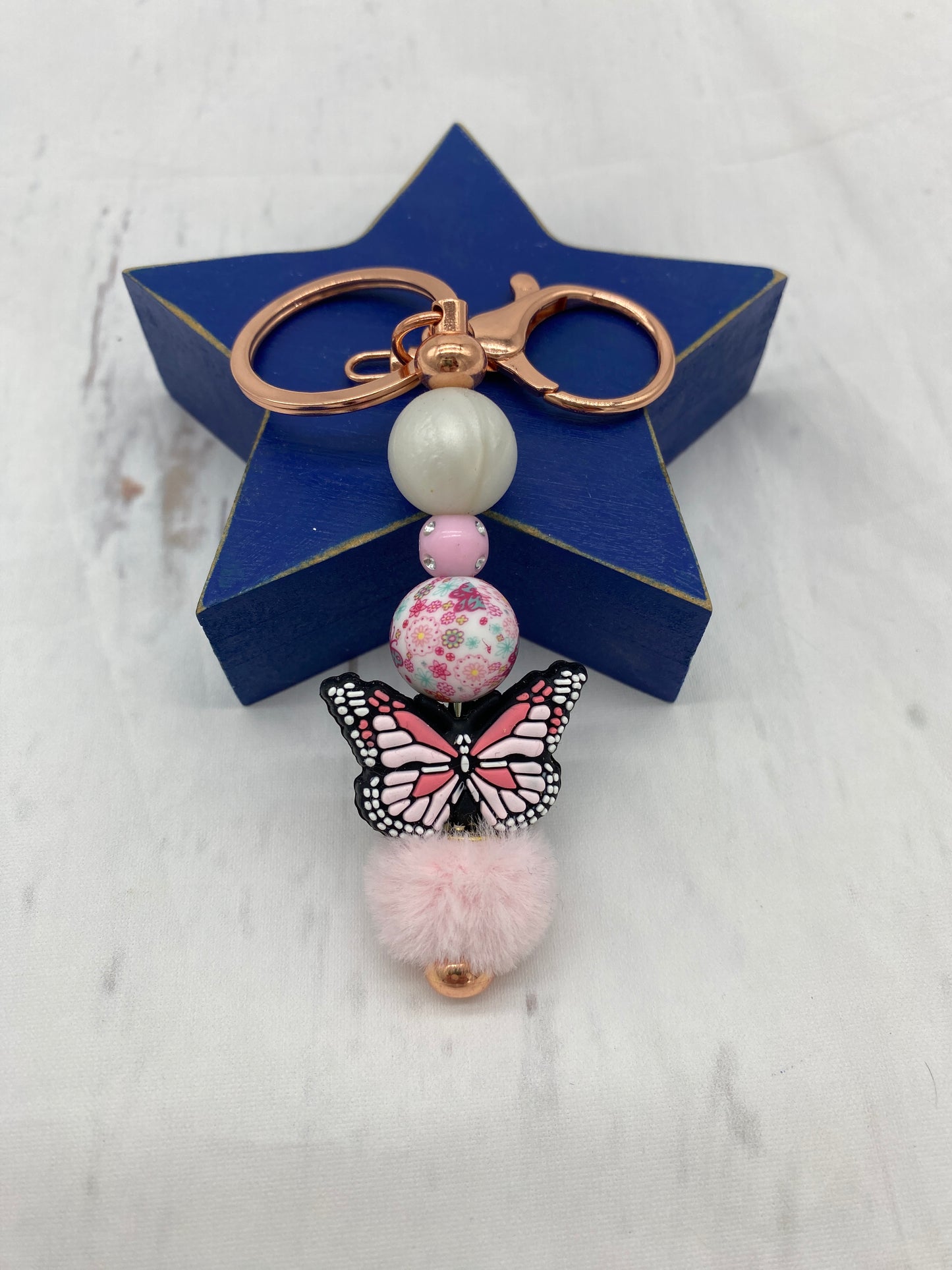 Pink Butterfly Keychain