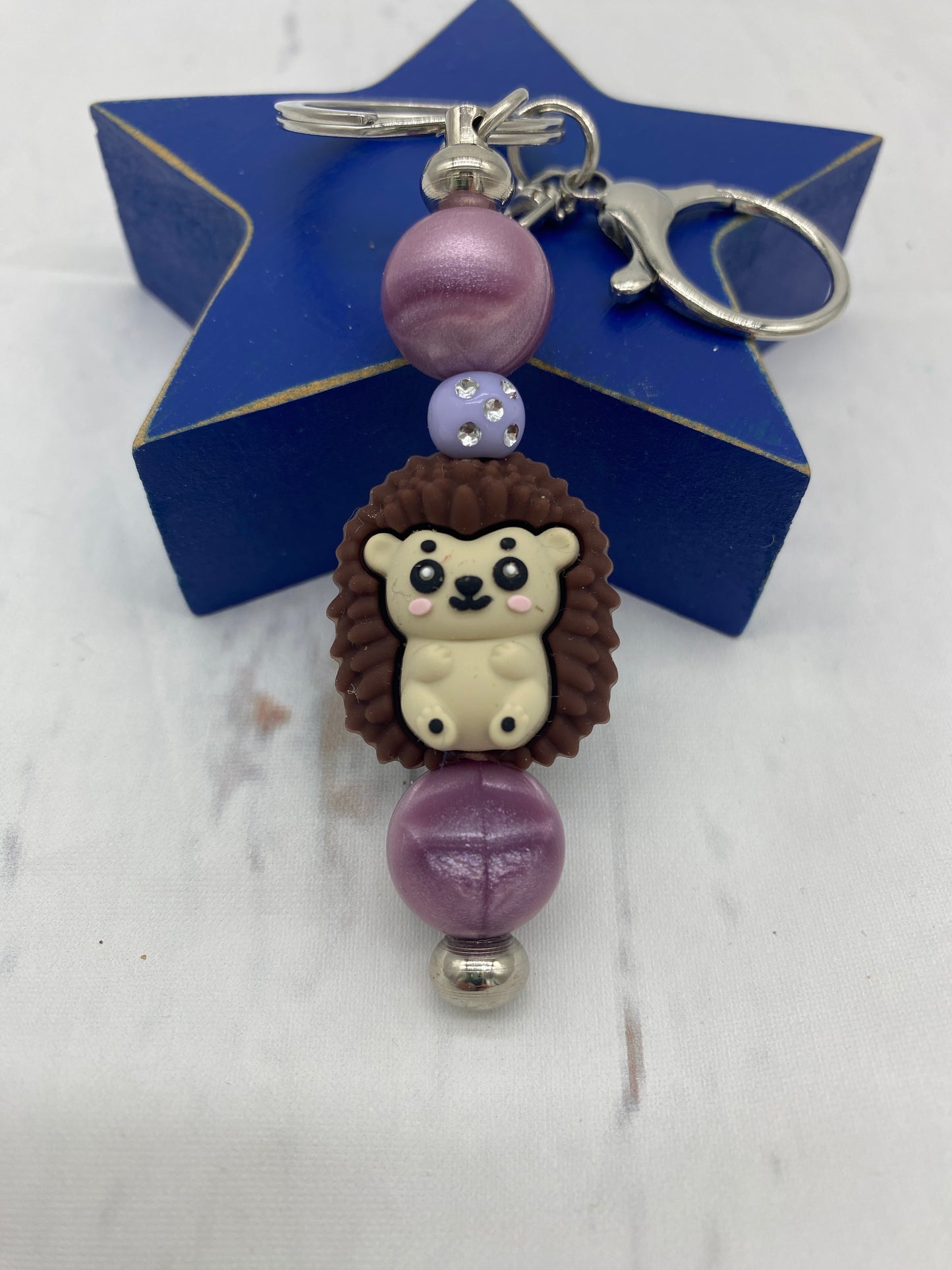 Purple Hedgehog Keychain
