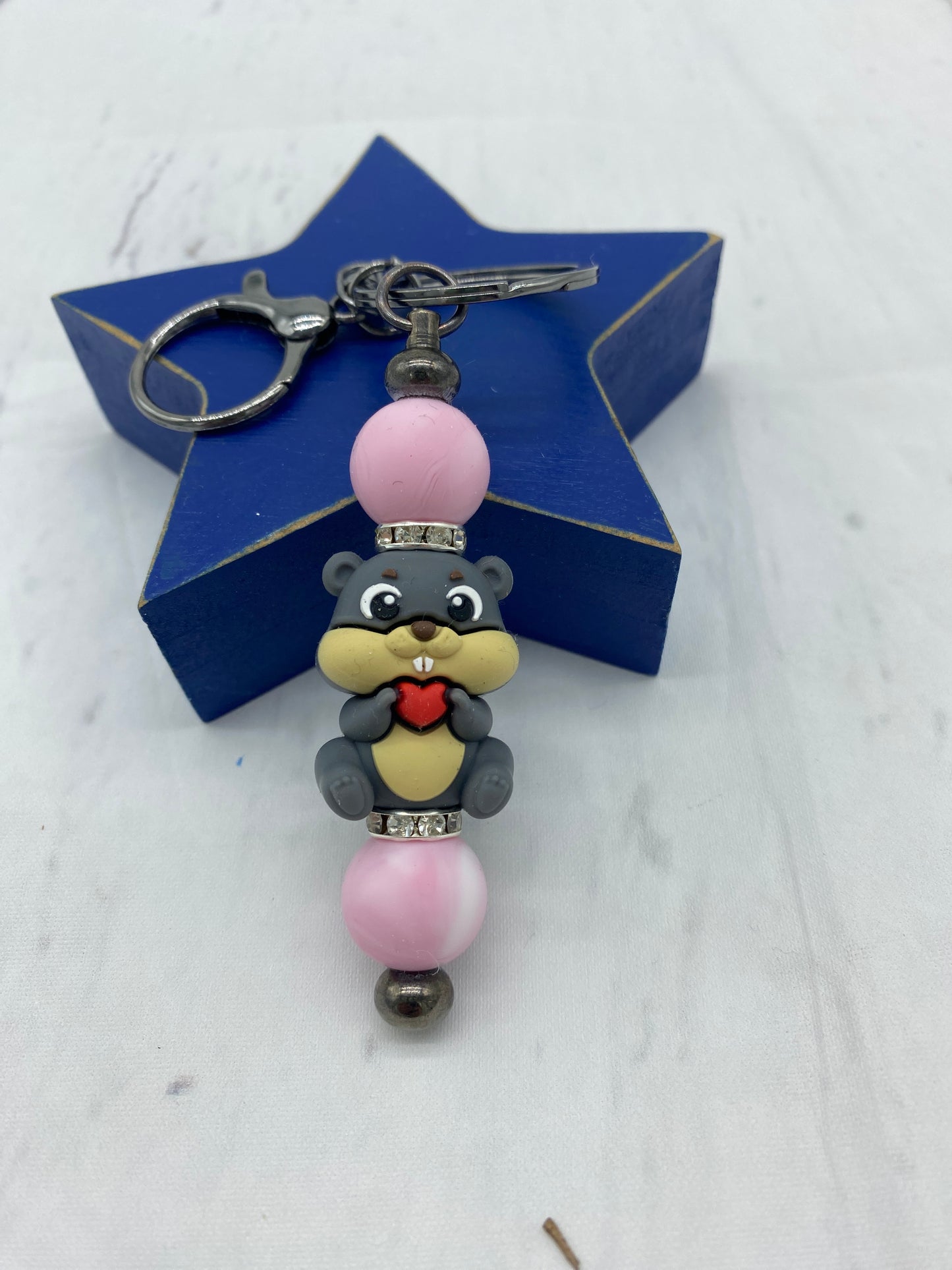 Pink Chipmunk Keychain