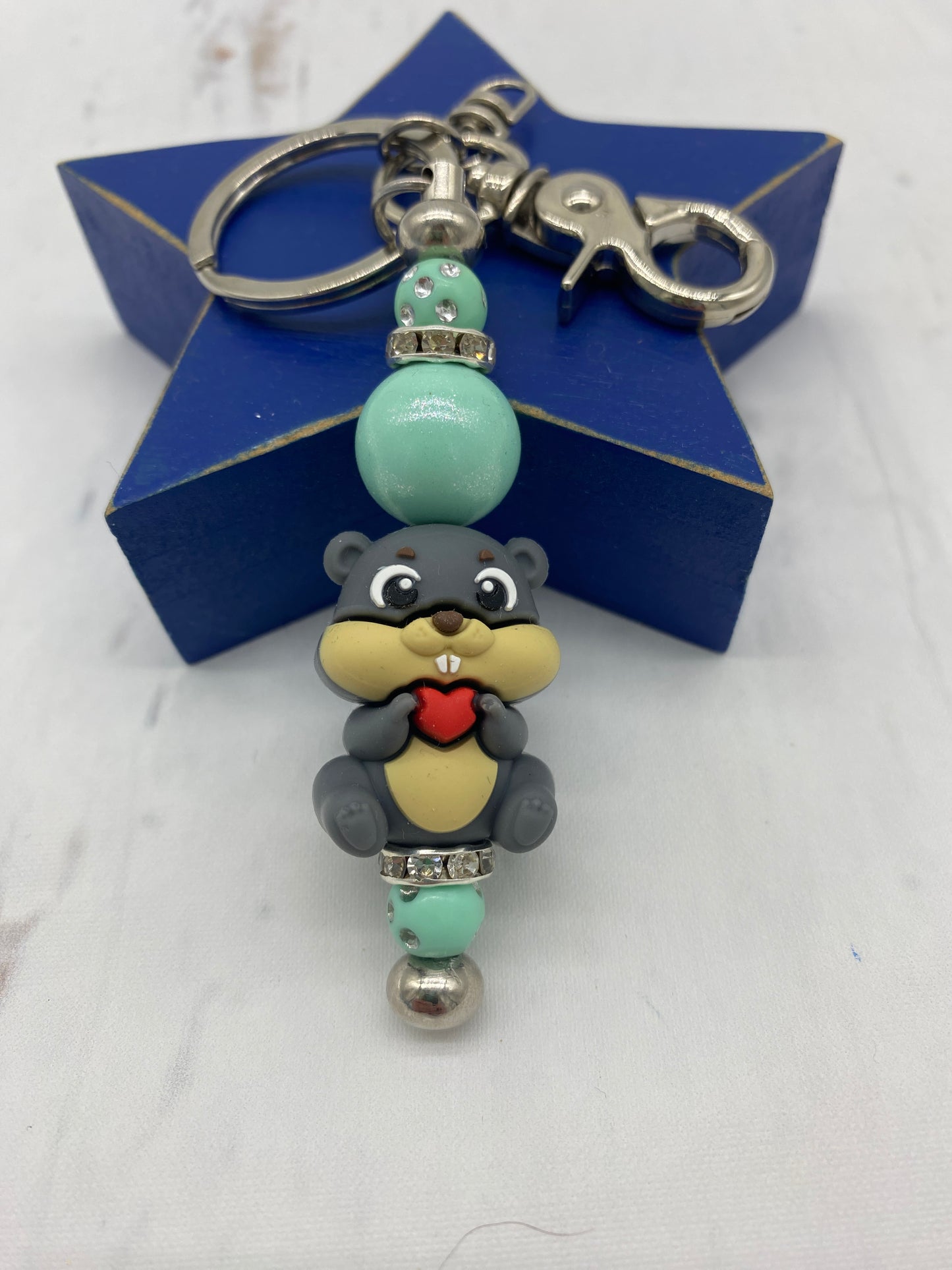 Teal Chipmunk Keychain
